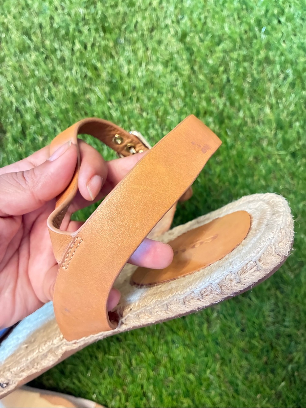 Coach Reena Blue Stripe Espadrille Sandals Leather Size 11 Coastal resortwear - Picture 9 of 9